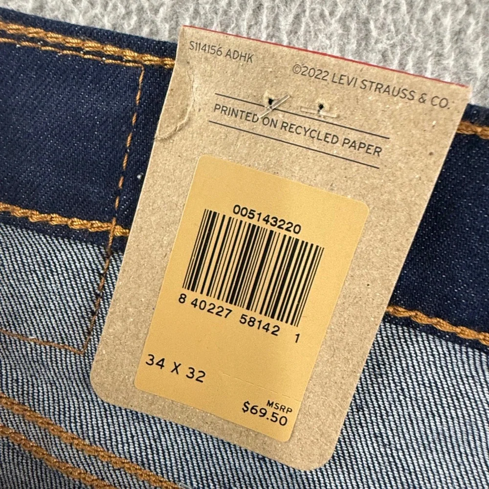 Levi's 514 NEW Straight Fit Jeans Mens 34x32 Dark Wash Indigo Stretch Denim